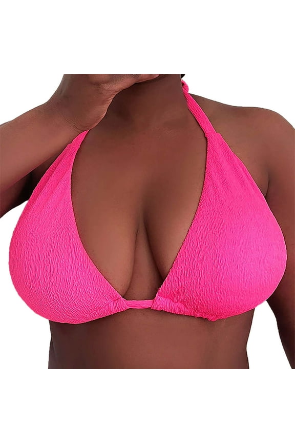 Bikini Tops for Women Plus Size Bikini Top Hot Pink 2XL
