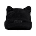 thumbnail image 1 of Audhol Bomber Hats Cat Wool Cap Crochet Hats For Women Cute Bear Ears Wool Caps Women Winter Slouchy Wool Caps Accessories Soft Stylish Winter Hat Black One Size, 1 of 9