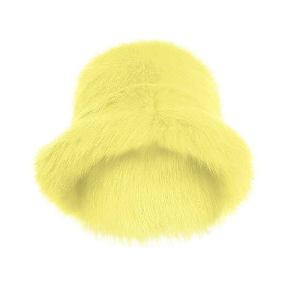 Audhol Bomber Hats Fuzzy Bucket Hat Fashion Warm Winter Hat Fluffy Furry Plush Faux Hats Fishing Hat Bucket Hats For Women 2024 Soft Stylish Winter Hat Yellow One Size