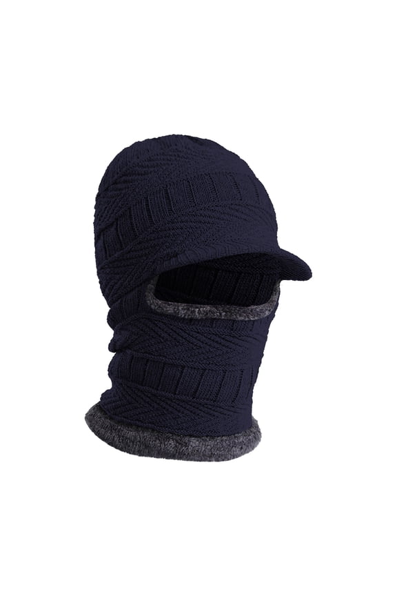 Bomber Hats Men And Women Winter Ear Cold Plush Neck Thickened Knitted Hat Soft Stylish Winter Hat Navy One Size