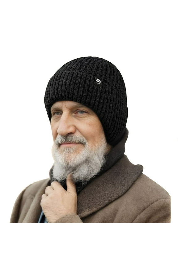 Bomber Hats Men Knitted Hat Women Earflap Winter Hats Mens Wool Cap Warm Cap Slouchy With Ear Warmer Soft Stylish Winter Hat Black One Size