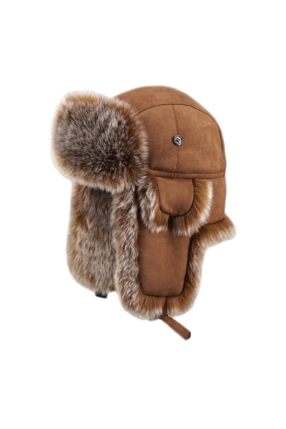 Bomber Hats Trapper Warm Trooper Hat Winter Skiing Cap Women Men Windproof Soft Stylish Winter Hat Brown One Size