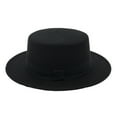 thumbnail image 1 of Audhol Bowler Hat Costume Womens Wide Wool Flat Top Fedora Hat Party Church Hats Cap Womens Hats Fashion Black One Size, 1 of 1
