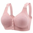 thumbnail image 1 of Audhol Bras for Women Front Closure Women's Fixed Cup Front Open Button Bra Beauty Back Anti Sag Non Underwire Underwear Front Closure Bras for Women Pink L, 1 of 8