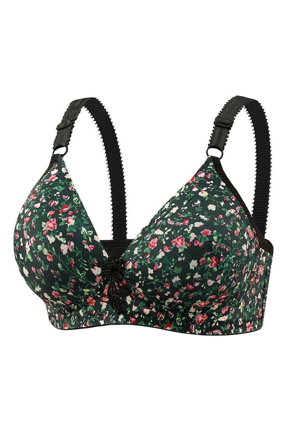 Bras for Women No Underwire Cotton Bras for Women Full Coverage Supportive Lightly Lined Floral Lace Bra Wireless Sleeping Bras Push Up Bras for Women Black 38B