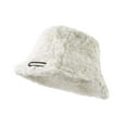 thumbnail image 1 of Audhol Bucket Hat Winter Plush Fuzzy Bucket Hat Shearling Fisherman Hats For Women Fun Outdoor Vacation Boonie For Men And Women White One Size, 1 of 7