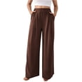 thumbnail image 1 of Audhol Business Casual Outfits for Women, Women's Summer Wide Leg Casual Trousers High Waist Summer Trousers Lightweight Casual Suit Trousers Comfortable Business Trouser Work Pants Women Coffee XL, 1 of 5