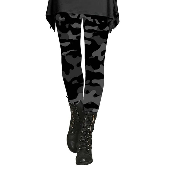 Audhol Camo Leggings for Women Women's Autumn and Winter Camouflage Leggings Artistic Printed Soft Stretchy Pants for Women Camo Pants Women Dark Gray M
