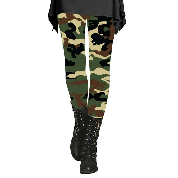 Audhol Camo Leggings Women's Autumn and Winter Camouflage Leggings Artistic Printed Soft Stretchy Pants for Women Yoga Pants Women Green 3XL