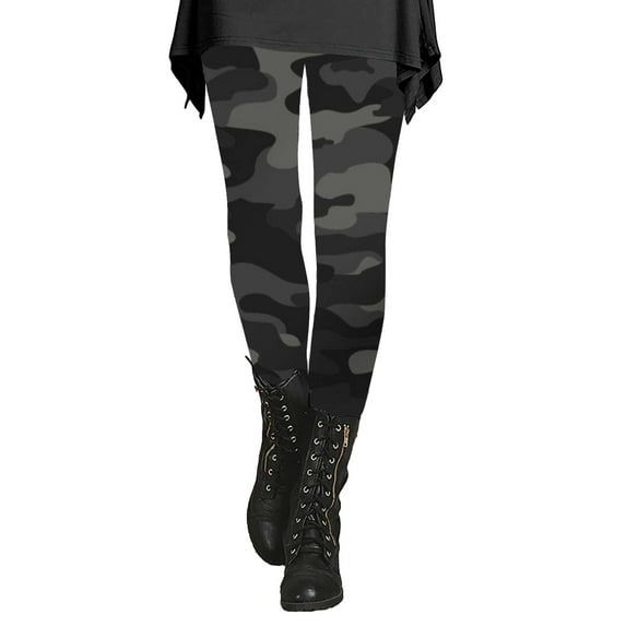 Audhol Camo Leggings for Women Women's Autumn and Winter Camouflage Leggings Artistic Printed Soft Stretchy Pants for Women Camo Pants Women Grey 4XL