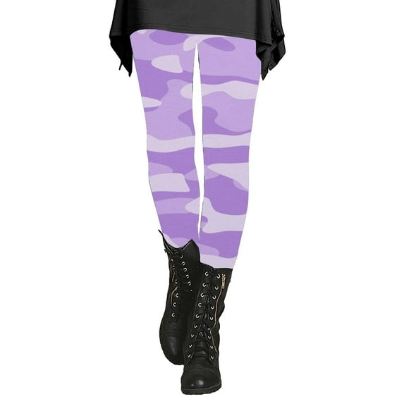 Audhol Camo Leggings Women's Autumn and Winter Camouflage Leggings Artistic Printed Soft Stretchy Pants for Women Yoga Pants Women Purple S