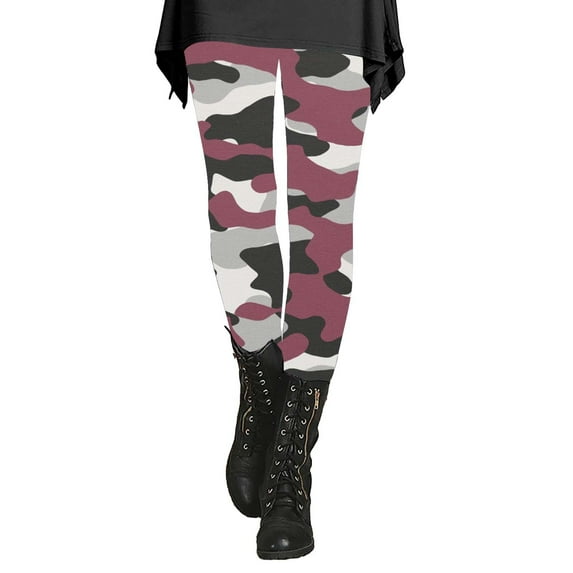 Audhol Camo Leggings Women's Autumn and Winter Camouflage Leggings Artistic Printed Soft Stretchy Pants for Women Yoga Pants Women Red XL