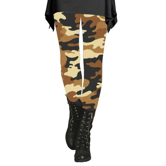 Audhol Camo Leggings Women's Autumn and Winter Camouflage Leggings Artistic Printed Soft Stretchy Pants for Women Yoga Pants Women Yellow 2XL