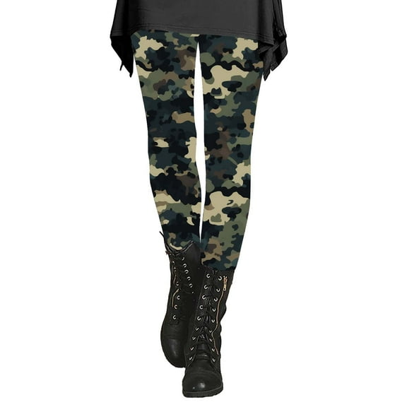 Audhol Camo Leggings for Women Women's Autumn and Winter Camouflage Leggings Artistic Printed Soft Stretchy Pants for Women Camo Pants Women Black M