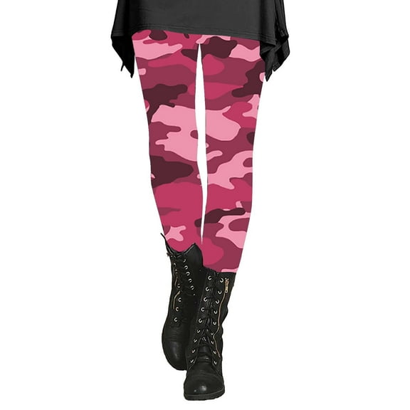 Audhol Camo Pants Women Women's Autumn and Winter Camouflage Leggings Artistic Printed Soft Stretchy Pants for Women Camo Leggings for Women Hot Pink L