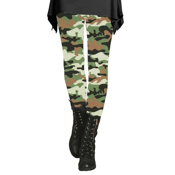 Audhol Camo Pants Women Women's Autumn and Winter Camouflage Leggings Artistic Printed Soft Stretchy Pants for Women Camo Leggings for Women Green L