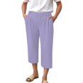 thumbnail image 1 of Audhol Capri Work Pants for Women! Womens Pants Casual Cropped Elastic Waist Summer Trousers 3/4 Length Pant with Pockets Wide Leg Capri Pants for Women Purple S, 1 of 7
