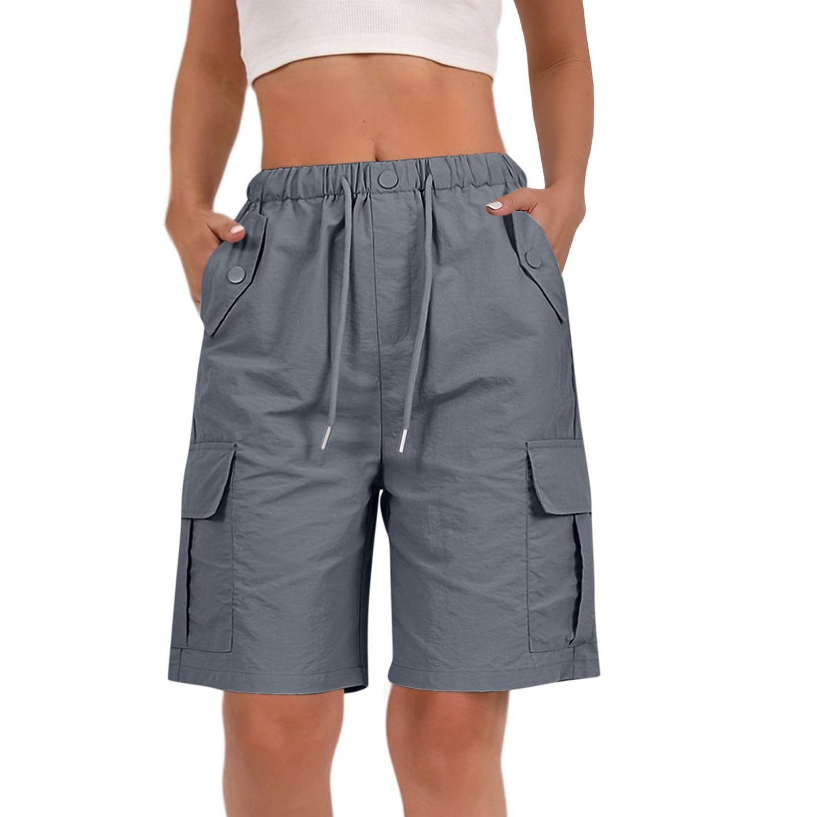Audhol Cargo Shorts Women, Women's Solid Color Multi Pocket Casual — free download