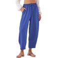 thumbnail image 1 of Audhol Casual Pants for Women Women's Summer High Waisted Baggy Pants Casual Ankle Length Trouser Slacks with Pockets Comfy Pants Women Blue1 3XL, 1 of 7