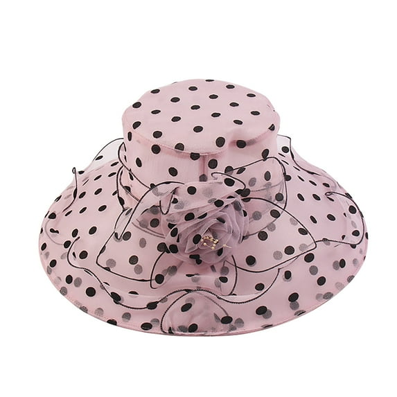 Audhol Clearance! Bucket Hats Church Dress Hat for Women Black Fascinators Bridal Tea Party Wedding Hat Wide Brim Pink M