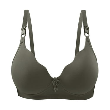 Audhol Comfortable Bras for Women Laceless Ring Comfortable Breathability Underwear Large Size Brater Buckle Female Bra Deep V Neck Vest Bralette Wireless Seamless Bra Everyday Bras for Women Grey 38