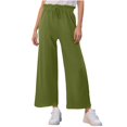 thumbnail image 1 of Audhol Comfortable Work Pants Women, New Solid Color High Waisted Black Ear Trimmed Drawstring Wide Leg Pants for Ladies Versatile and Casual Straight Leg Pants Travel Pants Women Green 2XL, 1 of 6