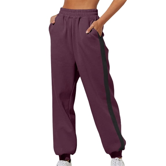 Audhol Comfy Sweatpants Women, Women's Fashionable Casual Thin High Waist Loose Sports Pants Comfortable High Waist Jogging Trousers with Pocket Casual Sweatpants Thin Sweatpants Women Wine XL