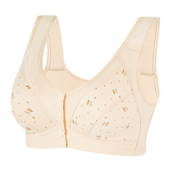 Audhol Cotton Bras for Women Wirefree Front Closure Bras for Women Beige 40