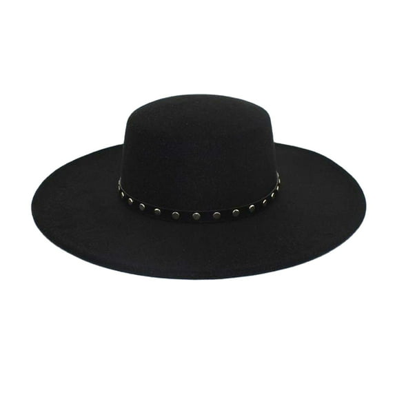 Audhol Cowboy Hat Fedora Hats for Men Women Elegant Winter Wool Bucket Hat 1920S Vintage Cloche Bowler Hats Velour Bowler Hat Flat Top Hats Wide Brim Hats Sombrero Vaquero Para Hombre Black One Size