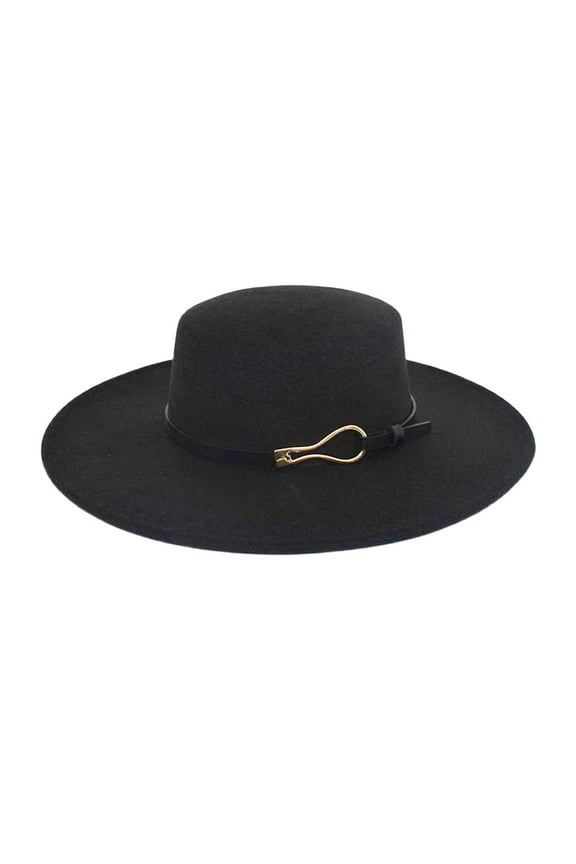 Cowboy Hat Fedora Hats for Men Women Elegant Winter Wool Bucket Hat Vintage Cloche Bowler Hats Wide Brim Hats with Metal Buckle Decoration Sombrero Vaquero Para Hombre Black One Size