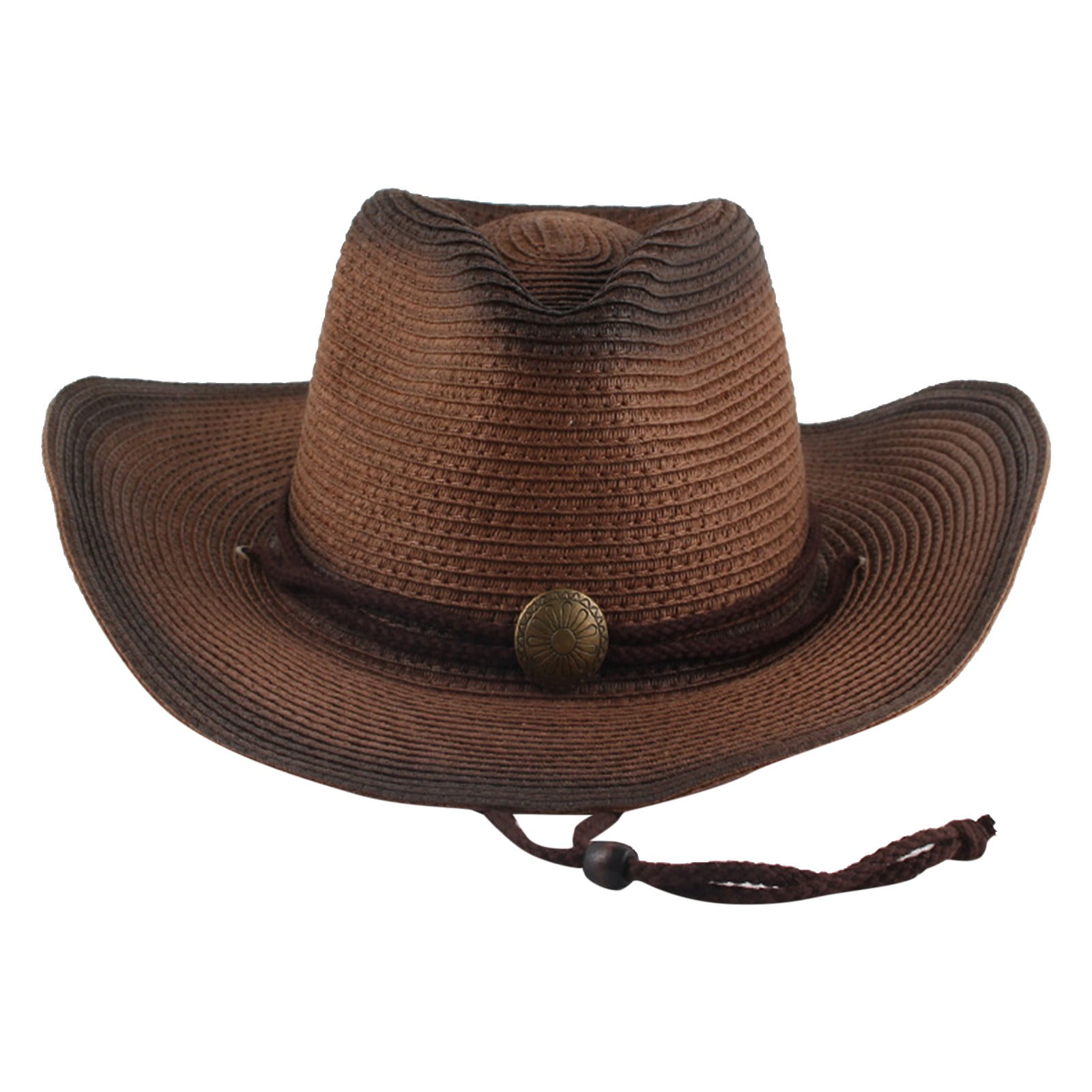 Audhol Cowgirl Hat Retro Western Cowboy Straw Hat Outdoor Curved Rim ...