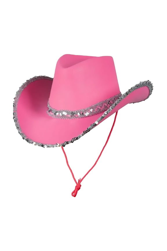 Cowgirl Hat, Sequin Cowboy Hats for Women Cowgirl Glitter Western Disco Hat for Carnival Wedding Costume Party Womens Cowboy Hats Hot Pink One Size
