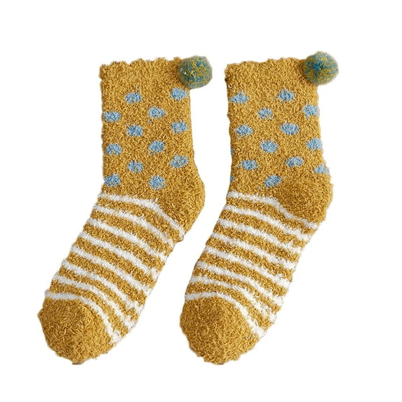 Audhol Cozy Socks for Women Thermal Socks for Womens Coral Fleece Socks Stripe Socks Colorful Lightweight Athletic Socks Casual Socks Winter Socks Fluffy Socks B One Size