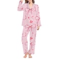 thumbnail image 1 of Audhol Cute Valentines Pjs Women's Winter Spring Home Leisure Valentine's Day Bow Love Loose Imitation Color Ding Pajama Sleepy Pants Set Valentines Pajamas for Women Red S, 1 of 4