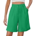 thumbnail image 1 of Audhol Dress Shorts Women High Waisted Trouser Shorts Casual 2026 Summer Elastic Waist Casual Shorts Beach Vacation Clothes Knee Length Shorts Women Green S, 1 of 3