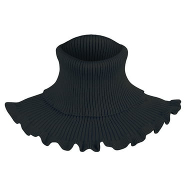 Audhol Fake Collar Ladies Artificial Knit Collar-Warm Turtleneck-Turtleneck-Detachable Turtleneck Collar for Women Black One Size