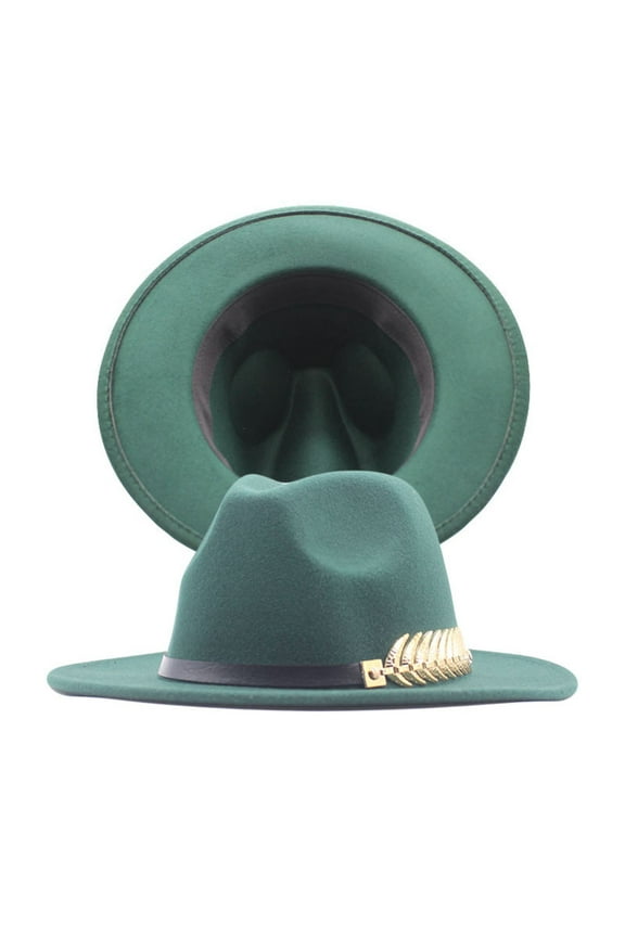 Fedora Hats for Women Womens Classic Wide Floppy Panama Hat Belt Buckle Wool Fedora Hat Womens Hats Fashion Green One Size