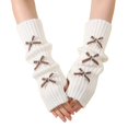 thumbnail image 1 of Audhol Fingerless Gloves for Women, Women's Winter Fingerless Gloves with Bow Soft Knit Wrist Decorative for Cold Weather Hand Warmers Gloves Coffee One Size, 1 of 4