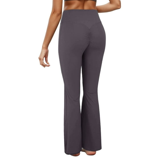 Audhol Flare Leggings for Women Women's Yoga Sweatpants Seamless High Waisted Athletic Flare Leggings Pants Ladies Stretchy Solid Color Bell Bottoms Yoga Pants Women Bronze M