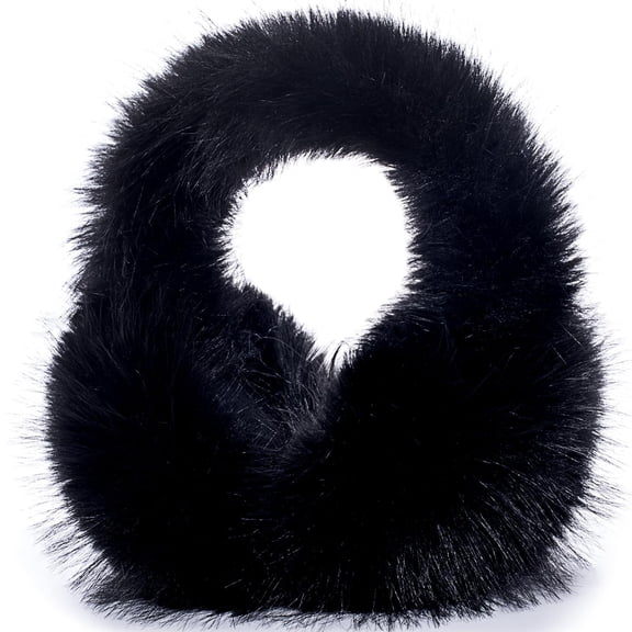 Audhol Fluffy Ear Muffs, Winter Ear Muffs Women Foldable Fuzzy Cold Outdoor Earmuffs Soft Faux Ear Warmers Covers for Cold Winter Womens Ear Muffs Black One Size