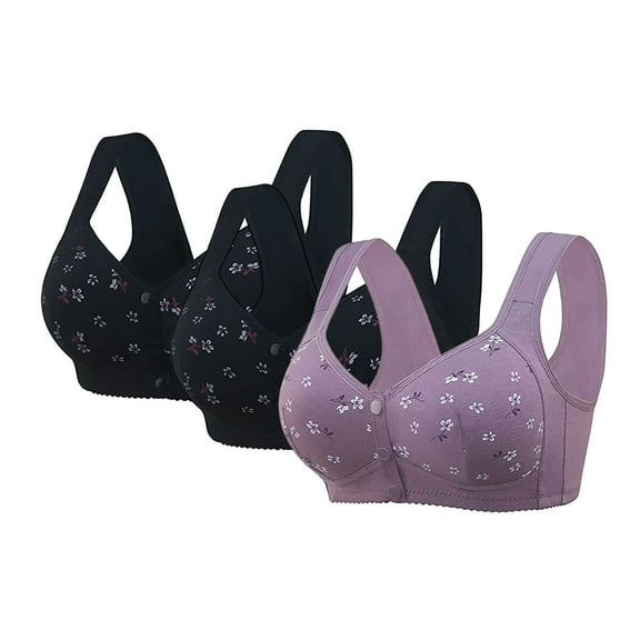 Audhol Front Close Wireless Bras for Women, Bras for Women 2025 Summer 3 Piece Set: Breathable Front Bra Full Support Wide Back No Underwire Everyday Bra Womens Front Closure Bras P 40