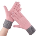 thumbnail image 1 of Audhol Gloves Winter Jacquard Mesh Gloves Women'S Knitted Plus Velvet Thickened Autumn And Winter Warm Pattern Gloves (Adult Gloves) Touchscreen Non-Slip Gloves Pink One Size, 1 of 4