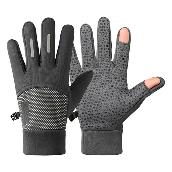 Audhol Gloves Winter New Ladies Fingerless Knitted Warm Half Finger Wool Gloves Touchscreen Non-Slip Gloves Grey One Size