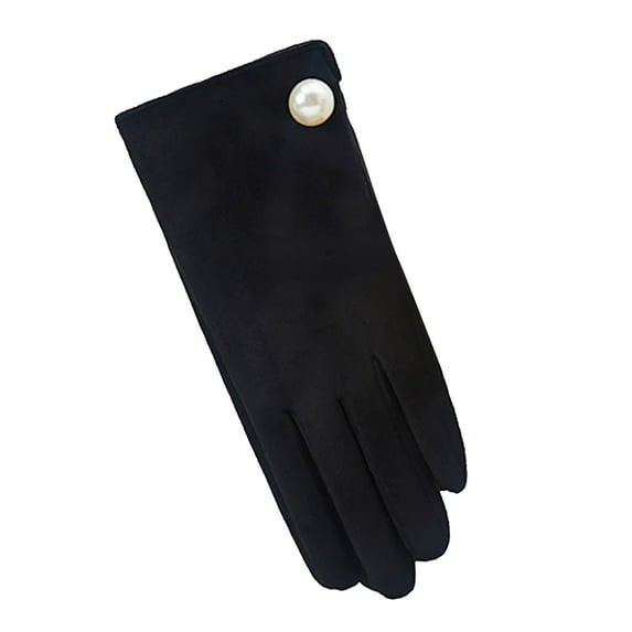 Audhol Gloves Women'S Winter Outdoor Warm Gloves Suede Pearl And Fleece Cycling And Driving Windproof Gloves Touchscreen Non-Slip Gloves Black A