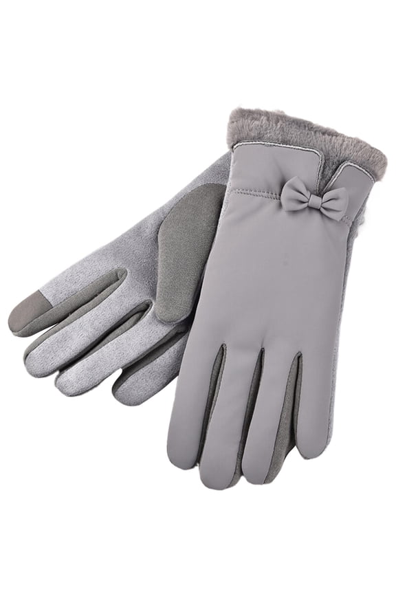 Cute Winter Gloves Women's and Women's Warm Gloves Autumn and Winter Versatile Driving Outdoor Cycling Screen Warm Gloves Winter Gloves Grey A