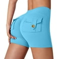 thumbnail image 1 of Audhol Gym Shorts Women, Scrunch Workout Shorts with Pockets Charm Gym Biker Shorts for Women High Waisted Yoga Booty Shorts Cargo Shorts Women Sky Blue L, 1 of 9
