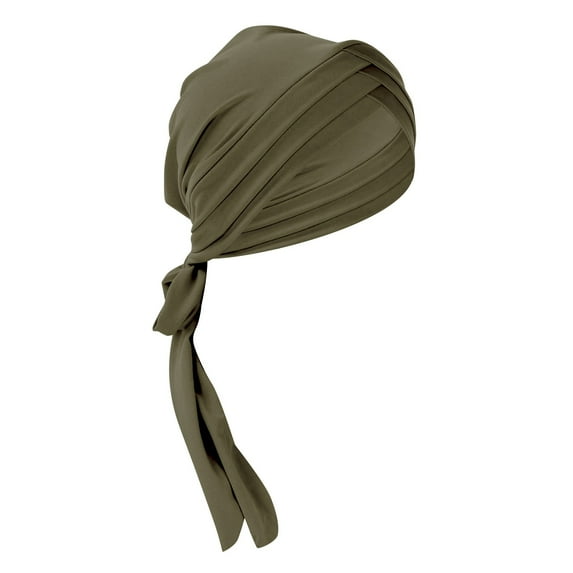 Audhol Hairband for Women's Hair Women's Eid Al Fitr Solid Color forehead Triple Long Tail Headband Muslim Headband Can Be Tied Behind Hat Non Slip Fashion Thin Headbands for Women Army Green One Size