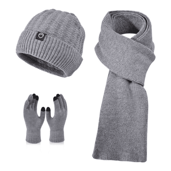 Audhol Hat and Scarf Set for Women Scarf Gloves Hat Set for Teen Girls Women&Men Autumn Winter Warm Wool Hat Scarf Gloves Three Pieces Gifts for Women Grey One Size