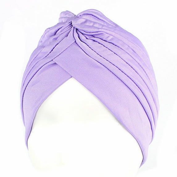 Audhol Hats for Women 1 Stretch Turbans Pleated Headwraps Assorted Colors Head Hair Covers Solid Head Coverings for Women Girls Sleeping Head Accessories Hat Purple One Size