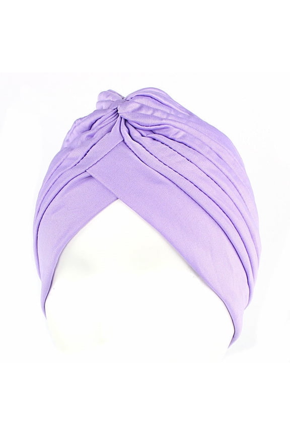 Hats for Women 1 Stretch Turbans Pleated Headwraps Assorted Colors Head Hair Covers Solid Head Coverings for Women Girls Sleeping Head Accessories Hat Purple One Size